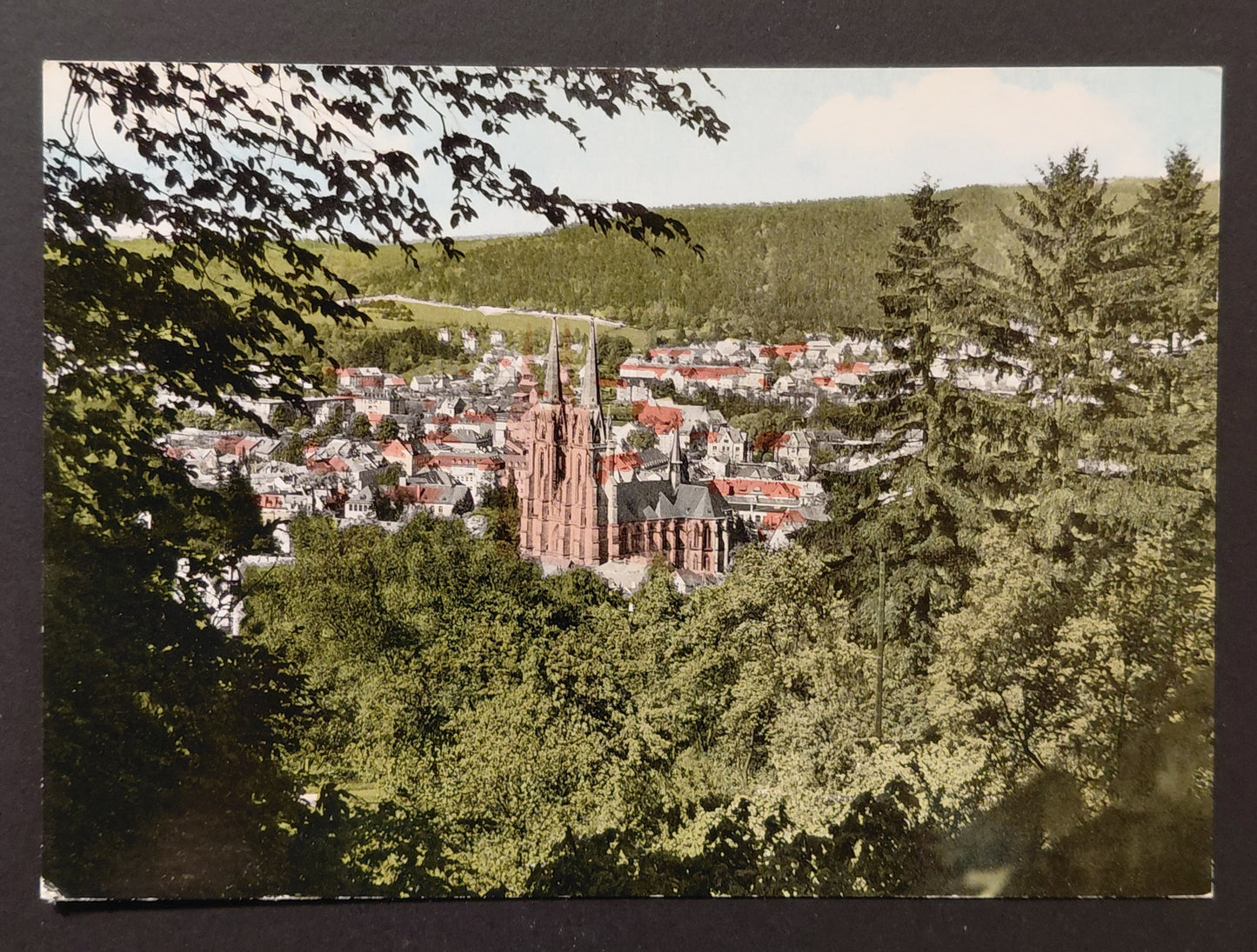 Marburg an der Lahn — Elisabethkirche from the Schlossberg — Vintage German Postcard c.1960s
