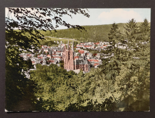 Marburg an der Lahn — Elisabethkirche from the Schlossberg — Vintage German Postcard c.1960s
